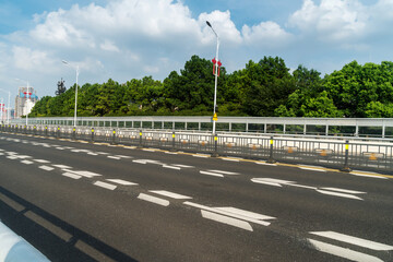 Empty urban road and buildings in the city