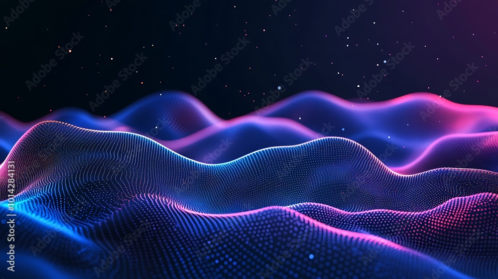 Aufkleber Abstract digital landscape with glowing particles, creating a futuristic and dynamic design.