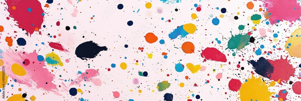 Wall mural expressive, splattered brush texture with random dots and dashes of color across the canvas