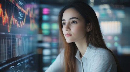 Obraz premium Businesswoman Analyzing Financial Data for Growth