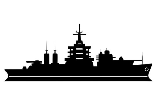 black warship silhouette on white background clip art preview
