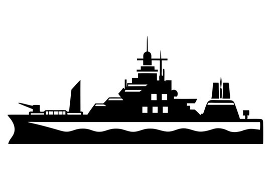 black warship silhouette on white background clip art preview
