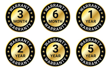 3,6 month and 1,2,3 year warranty golden circle badge set