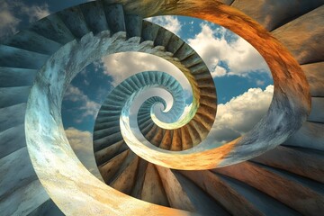 Fototapeta premium An illusion concept image designed with vibrant colors and intricate patterns. The playful use of shapes and hues creates a visually captivating scene, blurring the line between reality and perception