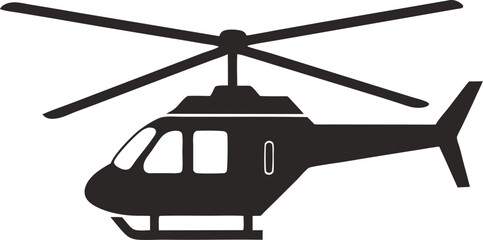 Helicopter Silhouette Icon Vector Illustration - Transparent Background
