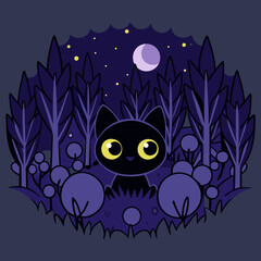 A beautiful picture of nature in the dark dark night of deep forest