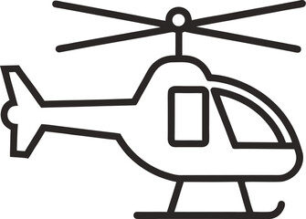 Helicopter Silhouette Icon Vector Illustration - Transparent Background