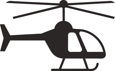 Helicopter Silhouette Icon Vector Illustration - Transparent Background