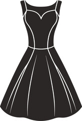 Little Black Dress Silhouette Icon Vector Illustration - Transparent Background 