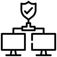 protection shield security connection computer simple line