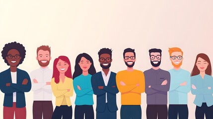 Obraz premium Diverse Group of Smiling People Standing with Arms Crossed