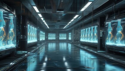 Fototapeta premium Futuristic Laboratory with Suspended Specimens
