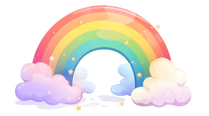 Colorful Pastel Rainbow with Soft Clouds and Bubbles