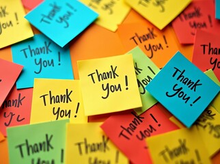 Colorful Thank You Notes: Vibrant Gratitude Messages on Sticky Paper for Appreciation and Recognition in Business and Personal Life