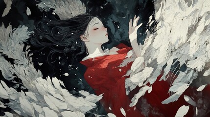 Fototapeta premium Dreamlike Portrait of a Woman with Wings