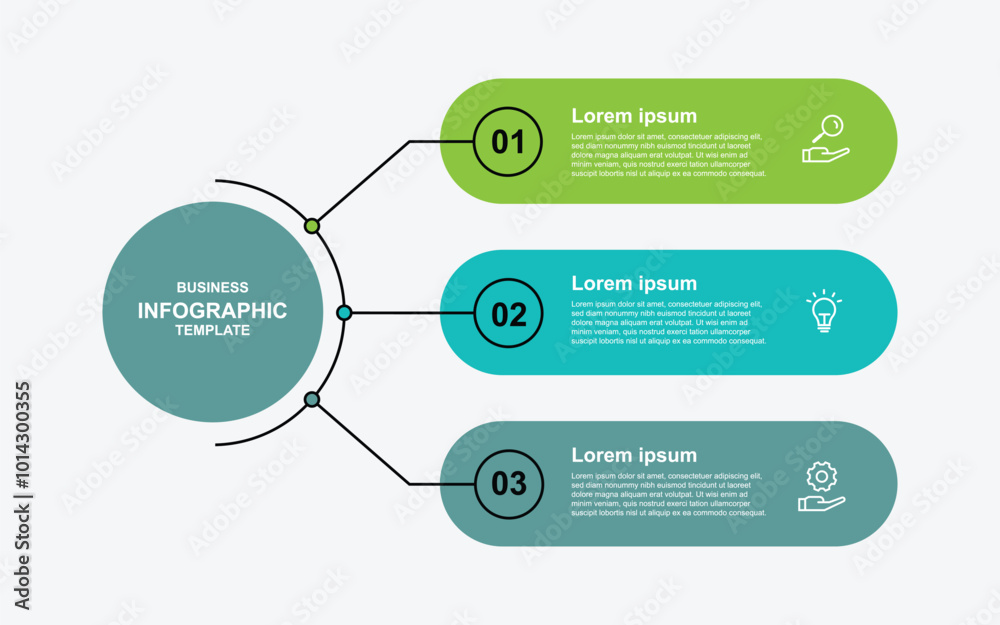 Aufkleber Infographic template with 3 slide process with circle diagram concept suitable for business information and web presentation