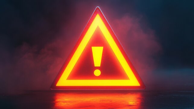  3D warning triangle with an exclamation mark at the center, representing emergency notifications and caution, highlighting the importance of staying alert in dangerous scenarios.