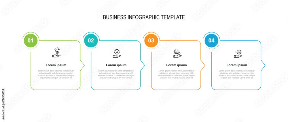 Poster 4 step columns for business information and web presentation