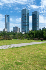 spring park and modern city