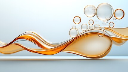 Abstract image of golden liquid with bubbles.