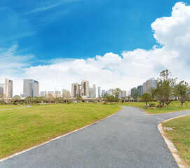 spring park and modern city