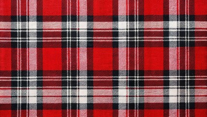 Aerial View of Red, Black, and White Plaid Seamless Pattern for Textiles and Fashion Design