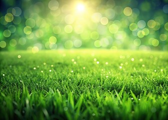 Obraz premium Green Grass Soccer Field Texture with Bokeh Effect for Sports Photography