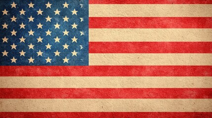 Naklejka premium Vintage American Flag Background Grunge Red White Blue Stripes Fabric Texture
