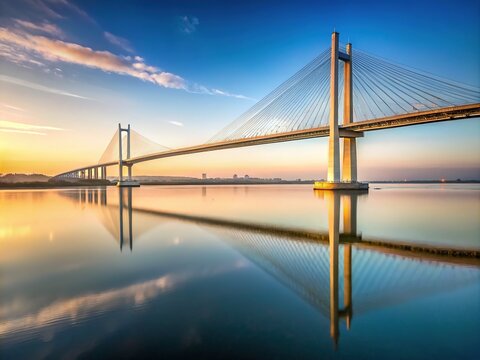 Minimalist View of the Dartford Crossing Bridge Over the River Thames