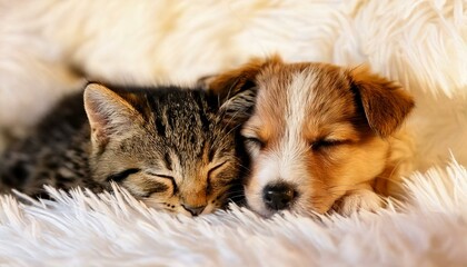 Obraz premium Sleeping CAT & DOG