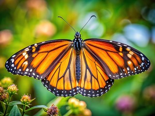 Naklejka premium Stunning Macro Portrait of Common Tiger Butterfly Wing - Nature's Intricate Patterns and Colors