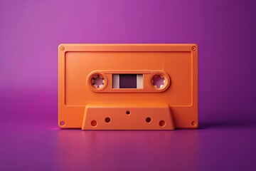 Vintage Pink Cassette Tape on Purple Background - Retro Music Aesthetic