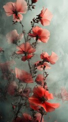 Pink flowers with soft green background, artistic floral concept