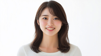 笑顔の若い日本人女性