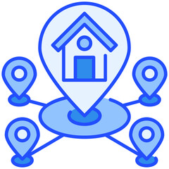strategic Location Blue Filled Line Icon