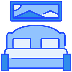 bedroom Blue Filled Line Icon