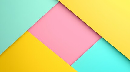 Paper layer yellow, blue and pink solid with shadow background