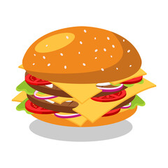 Burger Food Floating Cartoon Vector Icon Illustration. Food Object Icon Concept Isolated Premium Vector. Flat Cartoon Style