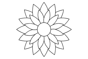 Vector Illustration of Sunflower Mandala Coloring Page for Relaxation and Creativity
