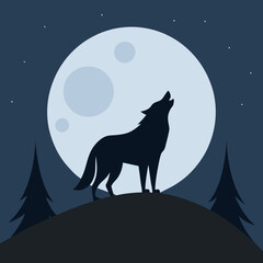 wolf under the moon