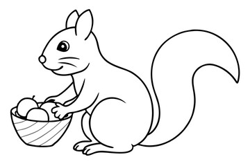 Colorful Squirrels Collecting Autumn Treasures in a Vector Illustration Coloring Adventure
