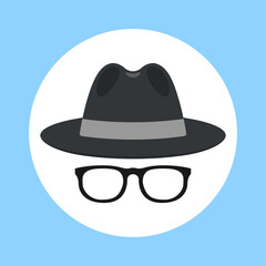 Spy icon. Browse the web privately in Incognito mode. VPN. Virtual private network. Vector icon isolated on white background