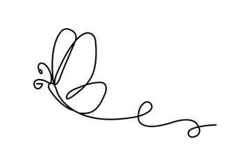 WebButterfly one line drawing of minimalist vector icon with black and white background

