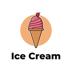 Ice cream logo design concept cartoon sticker