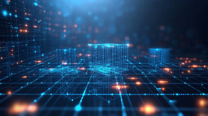 Obraz premium Abstract digital pixel concept. Background with selective focus and copy space, Information and Data in the IT Industry Background.