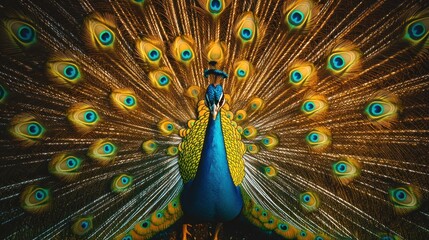 Obraz premium Peacock with Spread Feathers