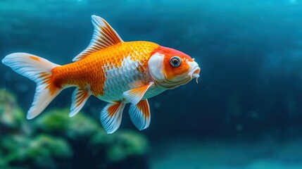 Colorful Ranchu Goldfish Swimming in Aquarium Tank