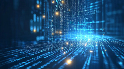 Obraz premium Digital Dawn: The Pulse of Urban Data Flow and High-Speed Tech Evolution in a Smart Cityscape, Data Privacy in the Digital Age, importance of data privacy.