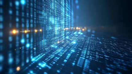 Fototapeta premium Digital Dawn: The Pulse of Urban Data Flow and High-Speed Tech Evolution in a Smart Cityscape, Data Privacy in the Digital Age, importance of data privacy.
