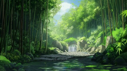 anime background of beautiful landscape for wallpaper